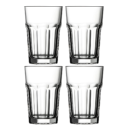 Jogo De Copos Altos Água Suco 415ml Kit 4 Peças Vidro Luxo Casablanca