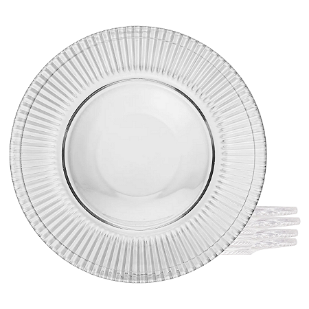 Jogo de Pratos Sobremesa 22,5cm Kit 4 Peças Renaissance De Cristal Lyor Transparente