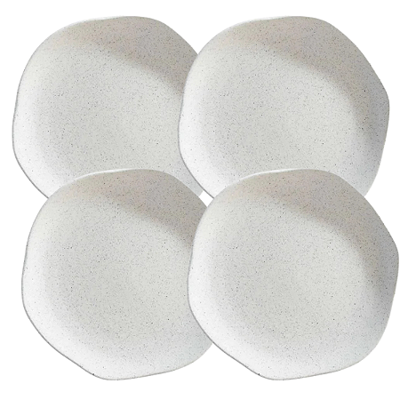 Jogo de Pratos Sobremesa 20cm Kit 4 Peças Orion Offwhite Florarte