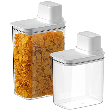 Kit 2 Pote Hermético Medidor Porta Mantimentos Alimentos Organizador Drop