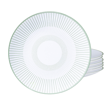 Jogo De Pratos Rasos 28cm Kit 6 Peças Lineare Porcelana Decorada Tramontina
