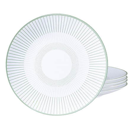 Jogo De Pratos Rasos 25cm Kit 4 Peças Lineare Porcelana Decorada Tramontina