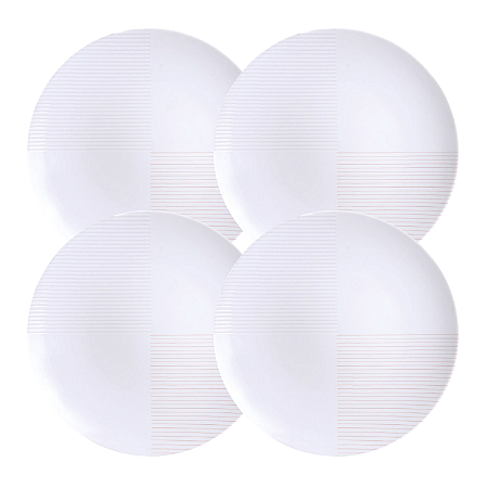 Jogo De Pratos Fundos 23cm Kit 4 Peças Grid Sopa Porcelana Decorada Tramontina
