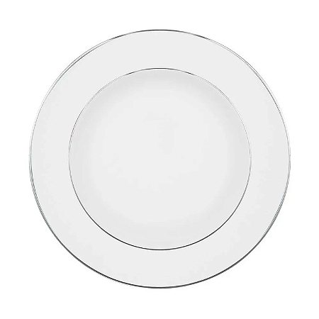 Prato Raso Jantar Refeição 28cm Porcelana Luxo Borda Prata Diamond Oxford