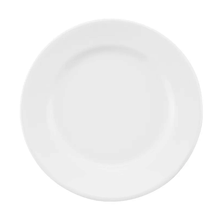 Prato Raso Jantar Refeição 24cm Com Aba Branco Porcelana Oxford