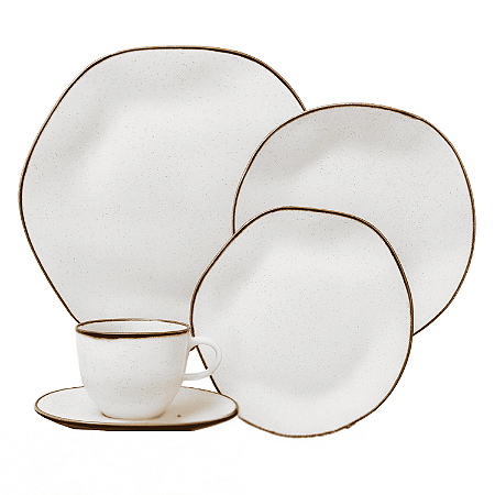 Aparelho Jogo De Jantar Porcelana Ryo Maresia 30 Peças Rustico Oxford