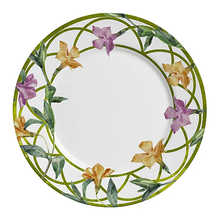 Prato Raso Jantar Refeição Campos 28cm Cerâmica Decorada Floral Alleanza
