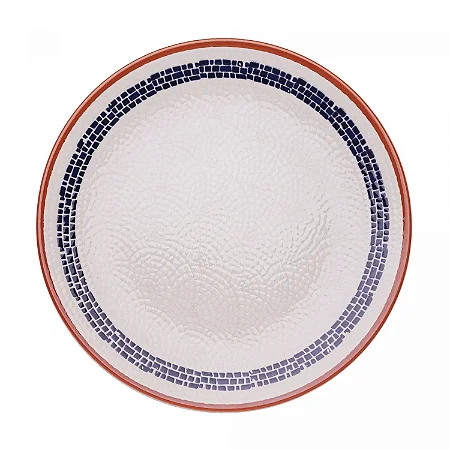 Prato Raso Jantar Refeição 25cm Village Creme Cerâmica Wolff Luxo