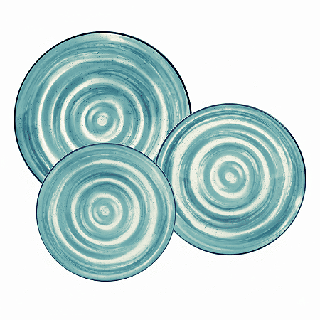 Aparelho De Jantar Jogo Pratos Kit 18 Peças Unni Oceânica Cerâmica Completo Oxford