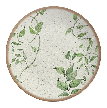 Prato Raso Jantar Refeição 29cm Coup Tropical Leaves Cerâmica Alleanza