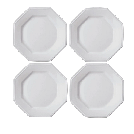 Jogo De Pratos Sobremesa 20cm Kit 4 Peças Prisma Porcelana Branco Schmidt