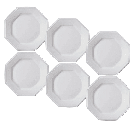Jogo De Pratos Sobremesa 20cm Kit 6 Peças Prisma Porcelana Branco Schmidt