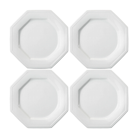 Jogo De Pratos Raso 28cm Kit 4 Peças Jantar Refeição Prisma Porcelana Branco Schmidt