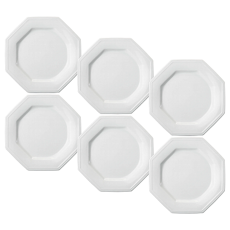 Jogo De Pratos Raso 28cm Kit 6 Peças Jantar Refeição Prisma Porcelana Branco Schmidt