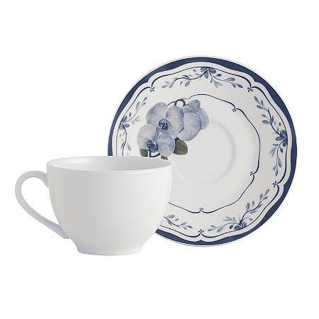 Xicara de Chá Café Com Pires 250ml Cerâmica Valência Alleanza