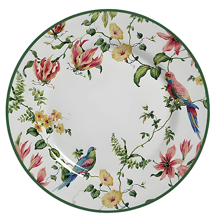 Prato Raso Jantar Harmony 29cm Refeição Cerâmica Decorado Floral Alleanza