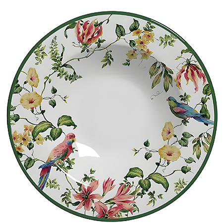 Prato Fundo Harmony 25cm Sopa Cerâmica Decorado Floral Alleanza