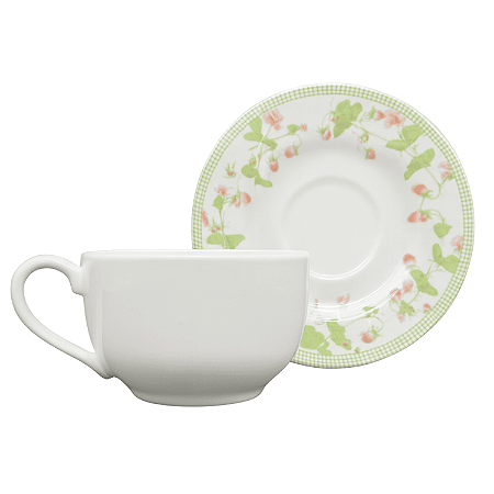 Xicara de Chá Café Com Pires 250ml Cerâmica Picnic Alleanza