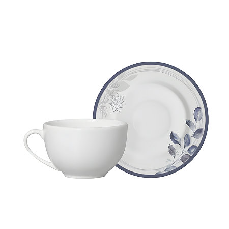 Xicara de Chá Café Com Pires 250ml Cerâmica Bruma Alleanza