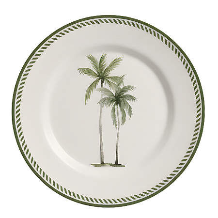 Prata Raso Jantar Caraiva Acetinado 29cm Cerâmica Decorado Alleanza