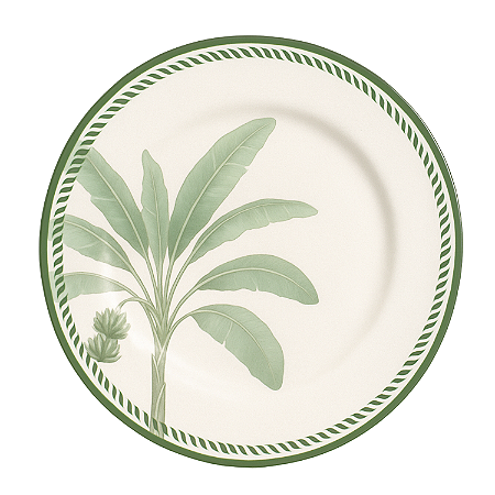 Prato de Sobremesa Caraiva Acetinado 21cm Cerâmica Decorado Alleanza