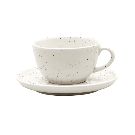 Xícara de Chá Com Pires de Cerâmica 200 ml Flat Chuvisco Oxford