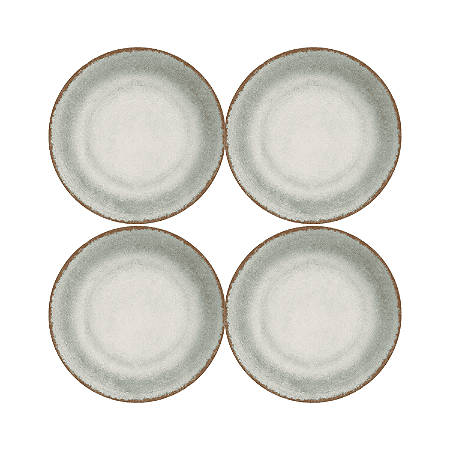 Jogo de Prato  Sobremesa 21cm Kit 4 Pçs Durban Alleanza Rustico