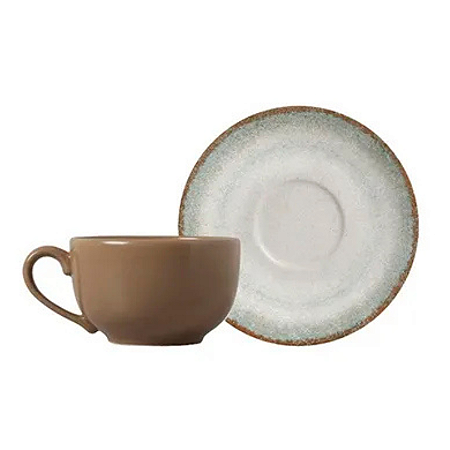 Kit 6 Xicaras De Chá Café Macchiato C/ Pires 250ml  Cerâmica Durban  Alleanza