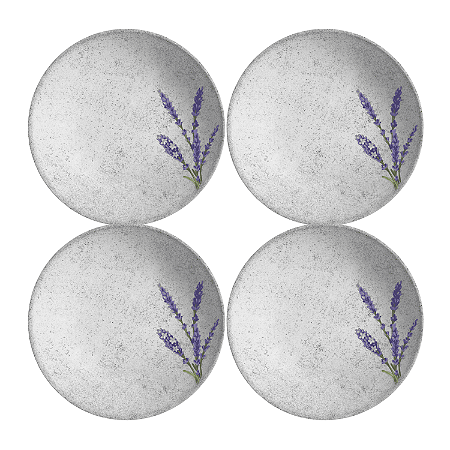 Jogo de Prato Fundo 25 cm Kit 4 Pçs Sopa Alfazema Alleanza Decorado