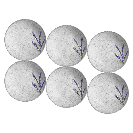 Jogo de Prato Fundo 25 cm Kit 6 Pçs Sopa Alfazema Alleanza Decorado