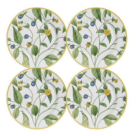 Jogo de Prato Raso Jantar Refeição 29cm Kit 4 Peças Silvestre