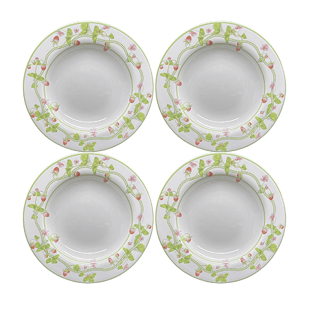 Jogo de Prato Fundo Jantar Refeição 25cm Kit 4 Peças Picnic