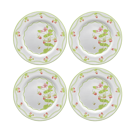 Jogo de Prato Sobremesa 21cm Kit 4 Peças Picnic Decorado