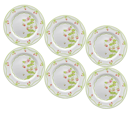 Jogo de Prato Sobremesa 21cm Kit 6 Peças Picnic Decorado