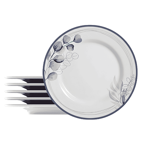 Jogo de Prato Raso Jantar Refeição 29cm Kit 6 Peças Bruma