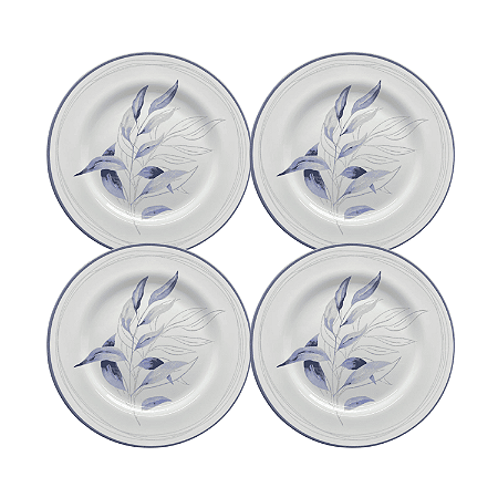 Jogo de Prato Sobremesa 21cm Kit 4 Peças Bruma Decorado