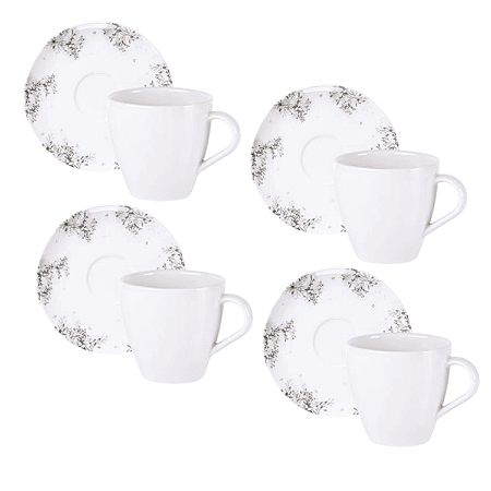 Jogo Xícaras De Cappuccino Com Pires Kit 4 Peças 200ml Porcelana Fogli Tramontina
