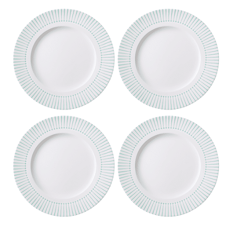 Jogo De Pratos Rasos 28cm Kit 4 Pecas Monocroma Porcelana Decorada Tramontina