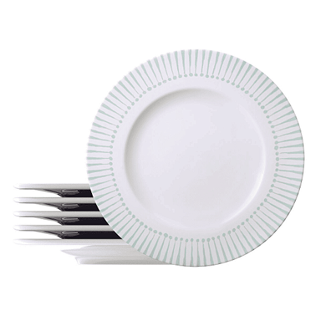 Jogo De Pratos Rasos 28cm Kit 6 Peças Monocroma Porcelana Decorada Tramontina
