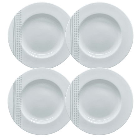 Jogo De Pratos Sobremesas 21cm Kit 4 Peças Monocroma Porcelana Decorada Tramontina