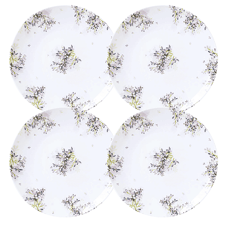 Jogo De Pratos Sobremesa 19cm Kit 4 Peças Fogli Porcelana Decorada Tramontina