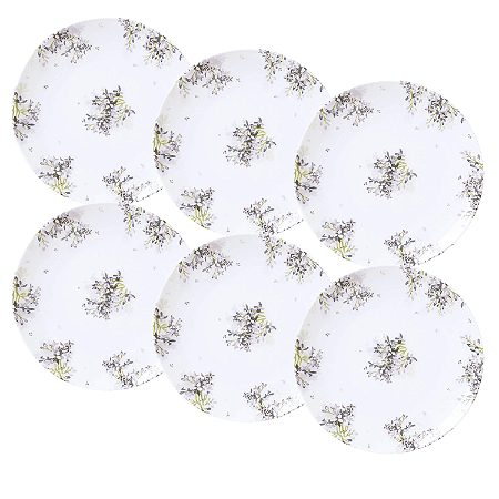Jogo De Pratos Sobremesa 19cm Kit 6 Peças Fogli Porcelana Decorada Tramontina
