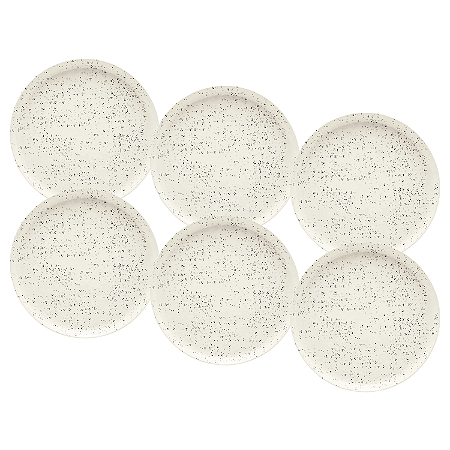 Jogo De Pratos Sobremesa 20cm Kit 6 Peças Flat Chuvisco Cerâmica