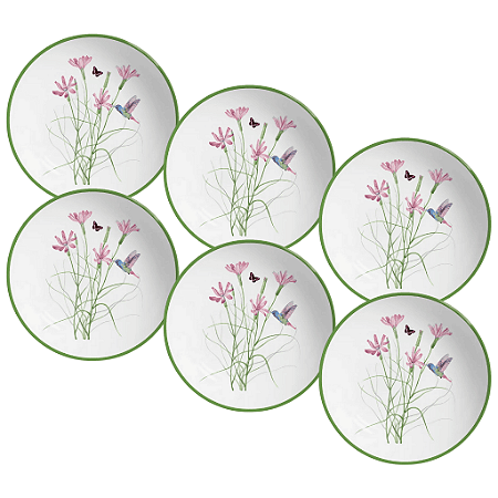 Jogo de Pratos Fundo Kit 6 Peças 25cm Alleanza Coup Jardim Campestre