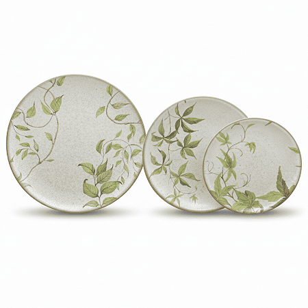 Aparelho de Jantar Jogo Pratos Kit 12 Peças Tropical Leaves Cerâmica