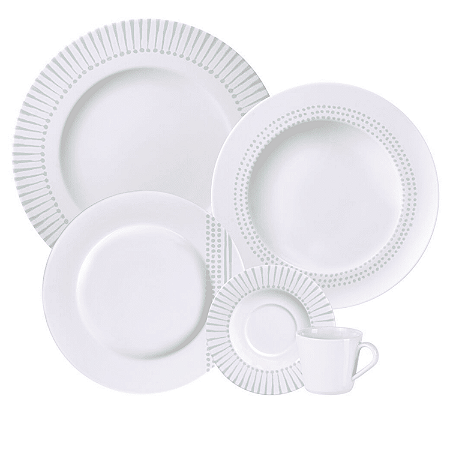Aparelho De Jantar Jogo Pratos Kit 24 Peças Monocroma Porcelana Completo Tramontina
