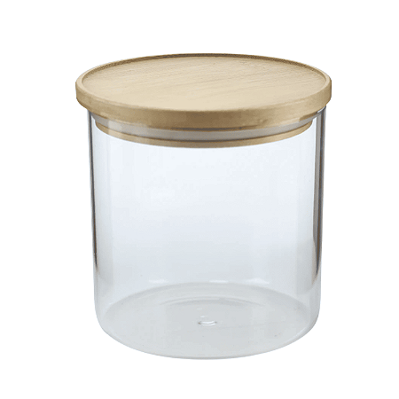 Pote Vidro Hermético c/ Tampa De Bambu Mantimentos 800ml Alimentos Redondo