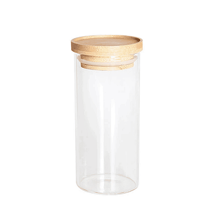 Pote Vidro Hermético c/ Tampa De Bambu Mantimentos 150ml Alimentos Redondo