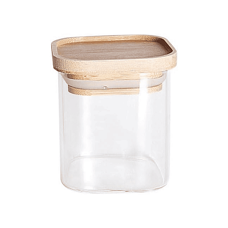 Pote Vidro Hermético c/ Tampa De Bambu Mantimentos 150ml Alimentos Quadrado
