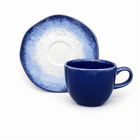 Xicara De Chá Com Pires 220ml Galápagos Porcelana Decorada Oxford